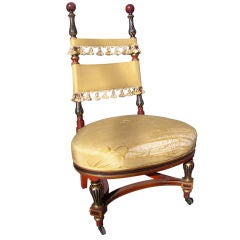 19th cent. aesthetic movement polychromed slipper chair