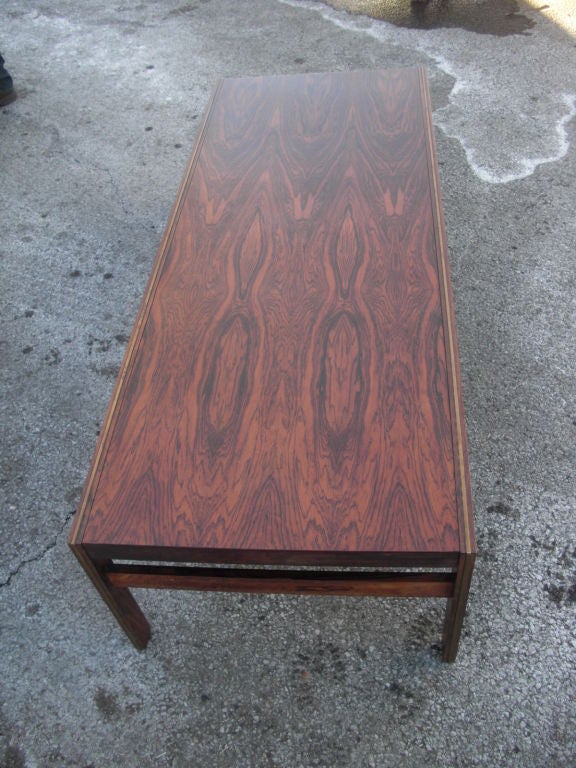 Mid-20th Century Danish rosewood and brass cocktail table by silkeborg For Sale