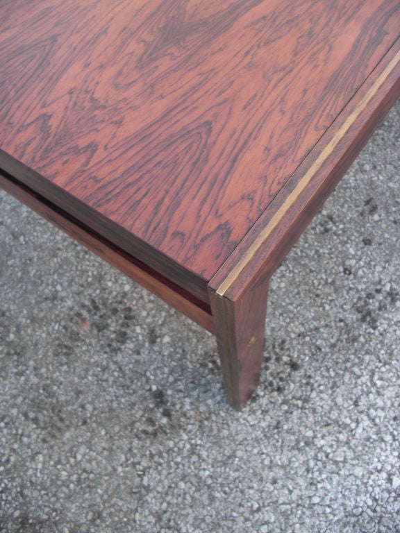 Rosewood Danish rosewood and brass cocktail table by silkeborg For Sale