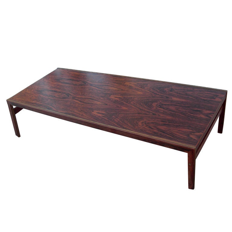 Danish rosewood and brass cocktail table by silkeborg For Sale