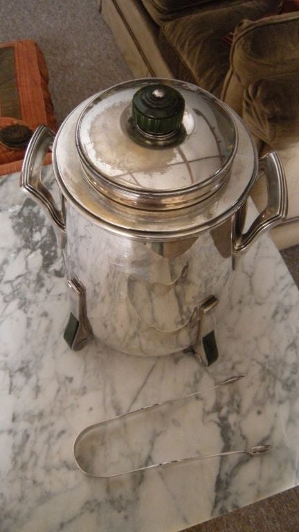 Great Art Deco silverplate and bakelite ice bucket