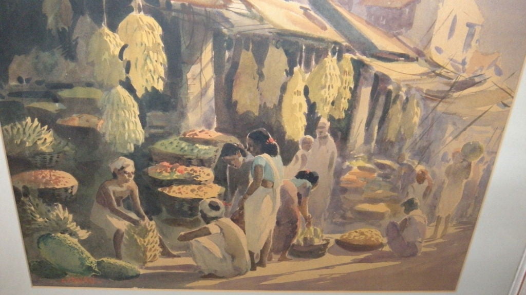 Group of 3 1940's Indian Watercolors by G.D Paulraj 4