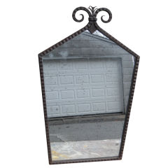 Petite  Art deco wrought iron mirror