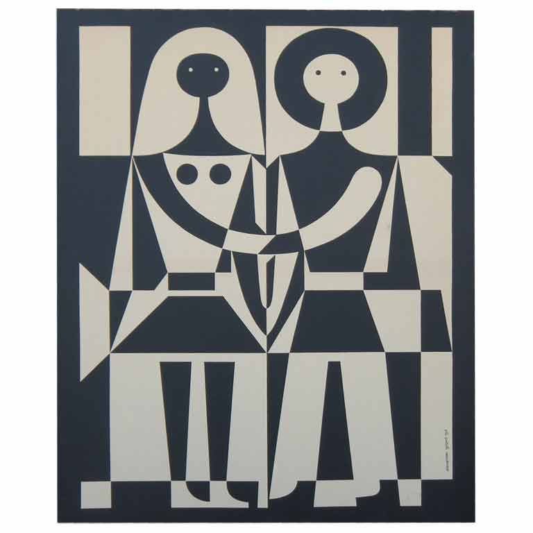 Large silkscreen by Alexander Girard dated 1971
