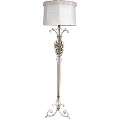 1940's French wrought iron floor lamp in the style of Poillerat