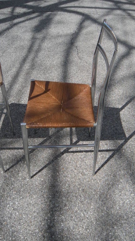 Pair Of Vintage Italian Gio Ponti Style  Chrome Chairs 2