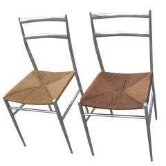 Pair Of Vintage Italian Gio Ponti Style  Chrome Chairs