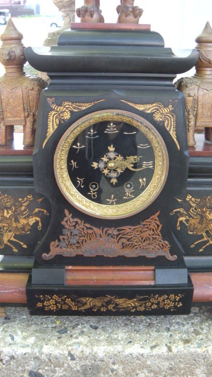French Outstanding Aesthetic Movement Tiffany Mantel Clock