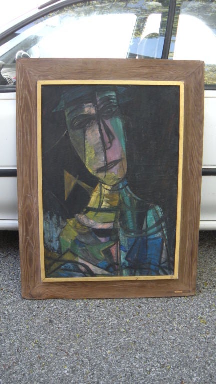 Large 1950's cubist oil on canvas