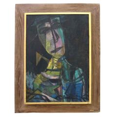 Large 1950's cubist oil on canvas