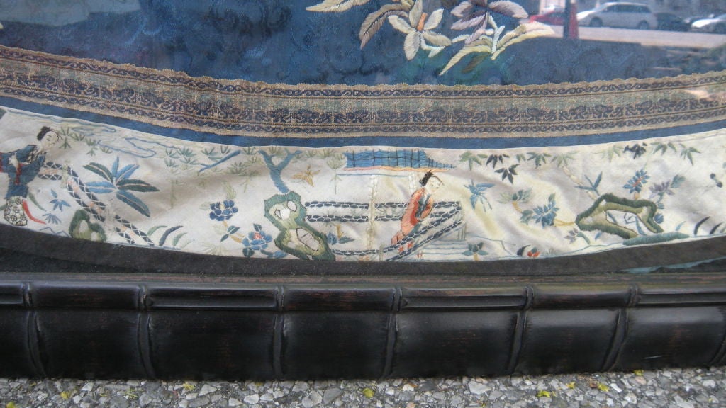 Chinese embroidered silk robe under glass 3