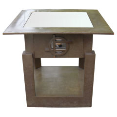 Lacquered side table with mirrored top by James Mont