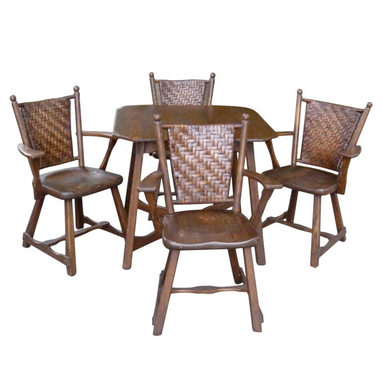 Old Hickory set of table and four armchairs