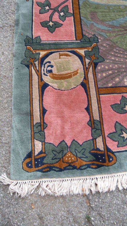 Mid-20th Century Unusual 1930's Art Nouveau style Chinese rug For Sale
