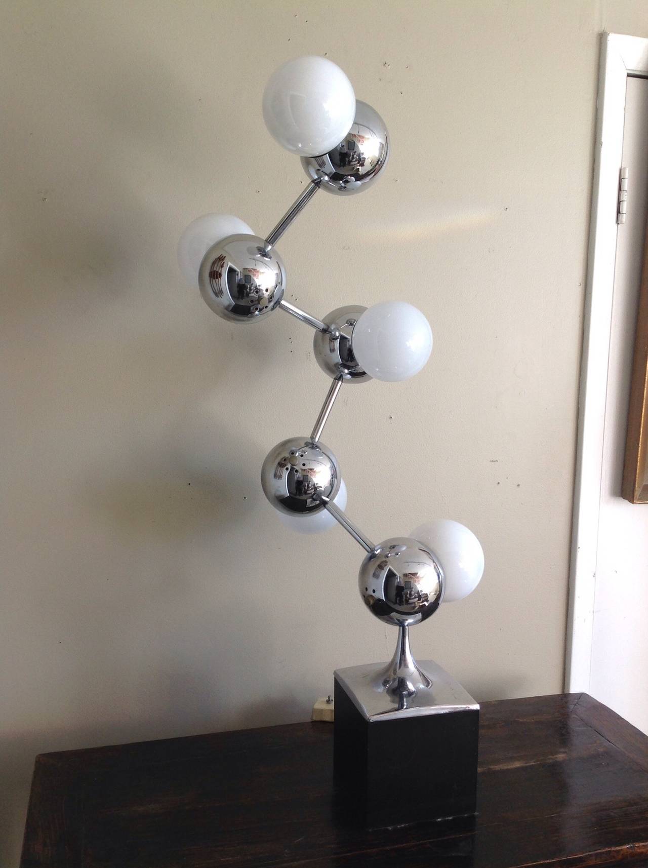 Atomic table lamp circa 1960 designed by Robert Sonneman, circa 1965.