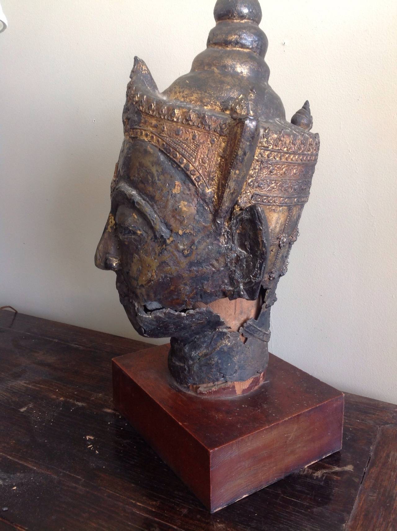 Cast Rare Ayutthaya Period Bronze Buddha Head For Sale