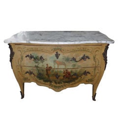 19th century French Chinoiserie decorated bombe commode