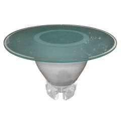 1970's "decorator"  lucite and blanc-de-chine urn base table