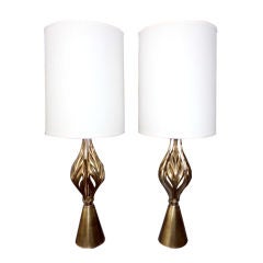 Pair of mid 20th century  brass lamps by Rembrandt