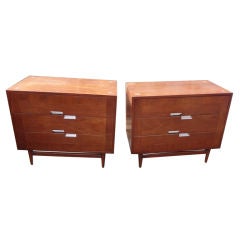 Pair of Mid-20th century chests with aluminum inlay