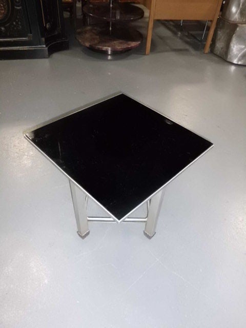 Mid-20th Century 1950's Aluminum table with glass top For Sale