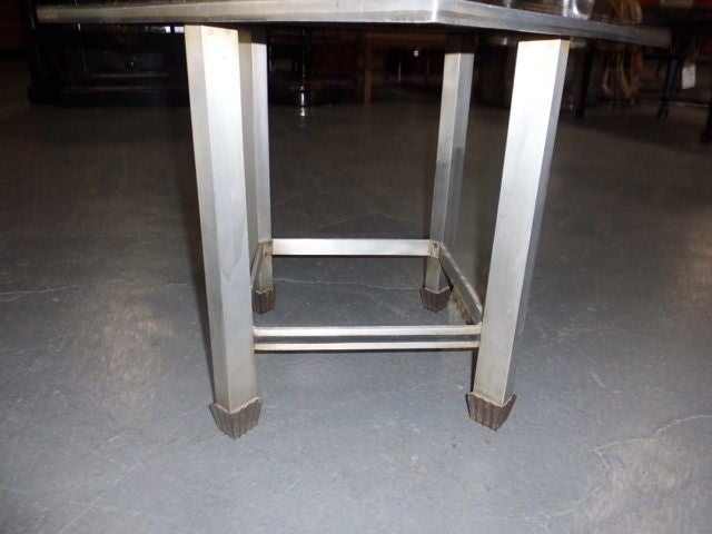 1950's Aluminum table with glass top For Sale 1