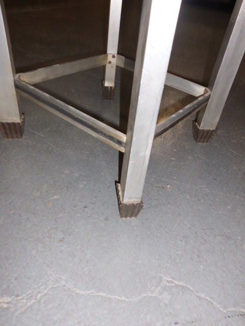 1950's Aluminum table with glass top For Sale 2