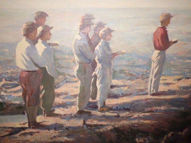 1950's oil on canvas of mount masada by Ben Asher