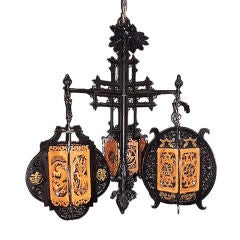 Unusual Chinoiserie style Chandelier