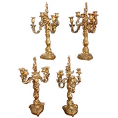 Outstanding set of 4 gilt bronze candelabra by Robert Freres