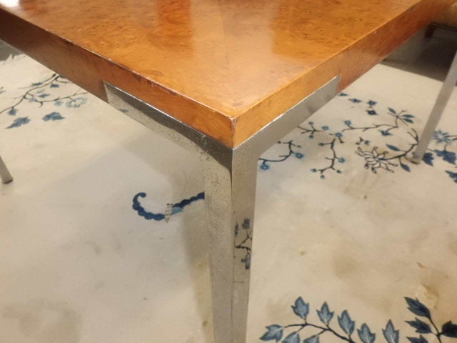 Quality 1970's chrome table with burlwood by Eppinger 1