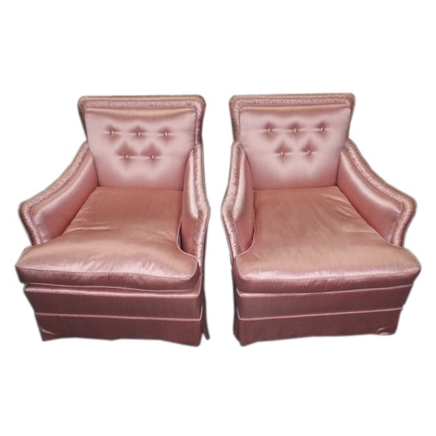 Pair of vintage upholstered armchairs