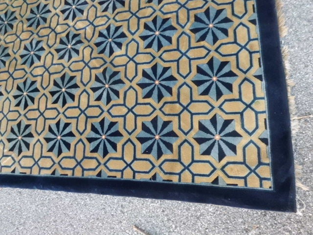 Mid-20th Century Vintage Chinese  Geometric Roomsize Carpet