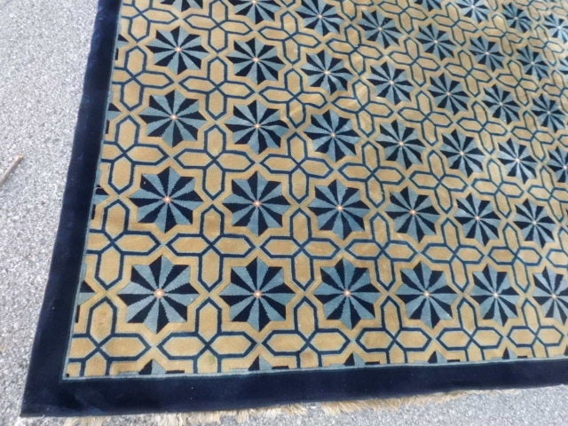 Wool Vintage Chinese  Geometric Roomsize Carpet