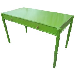 Vintage Palm Leg Desk In Original Lime Green