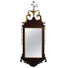 Antique Fine Mahogany And Giltwood Federal / Hepplewhite Mirror Circa 1800