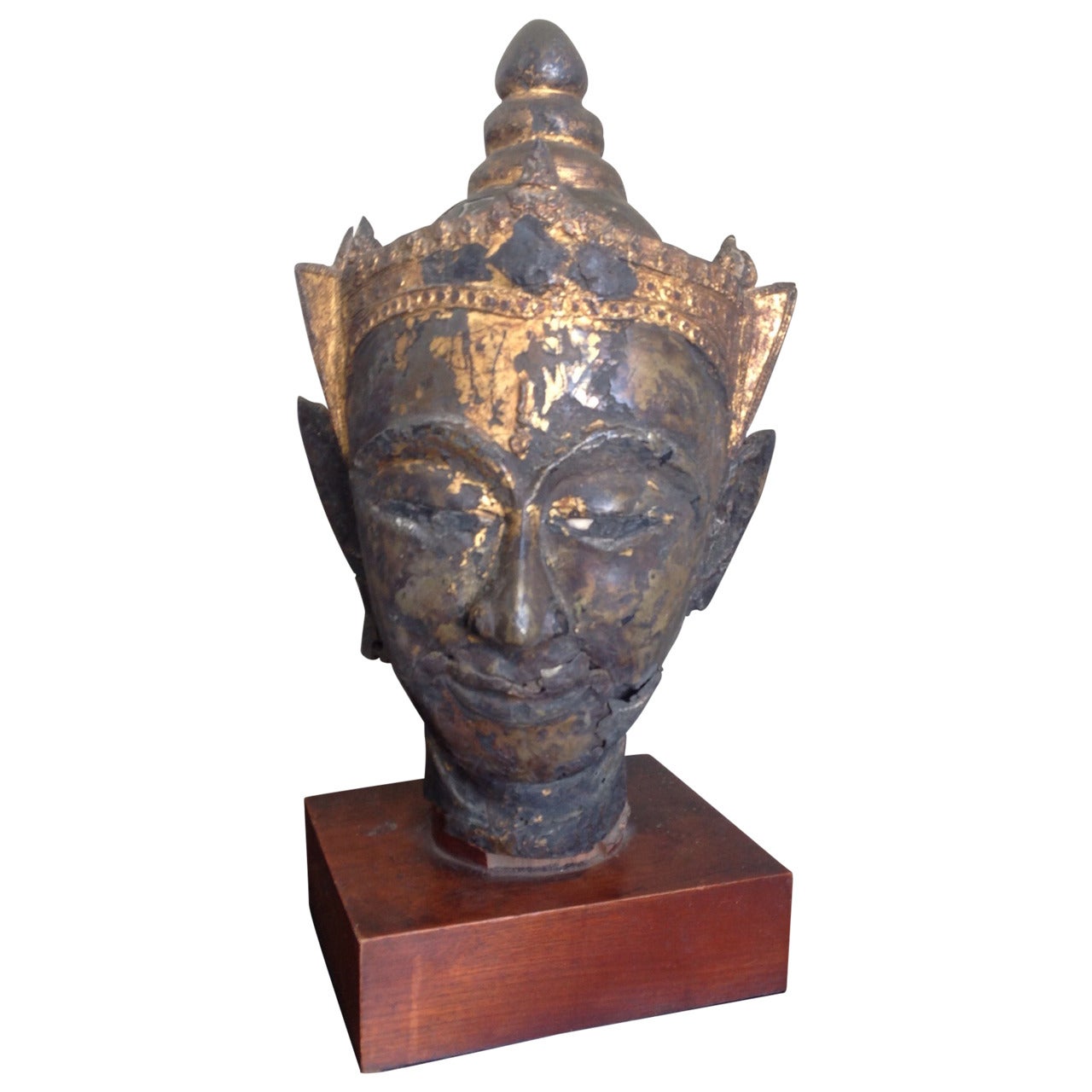 Rare Ayutthaya Period Bronze Buddha Head For Sale
