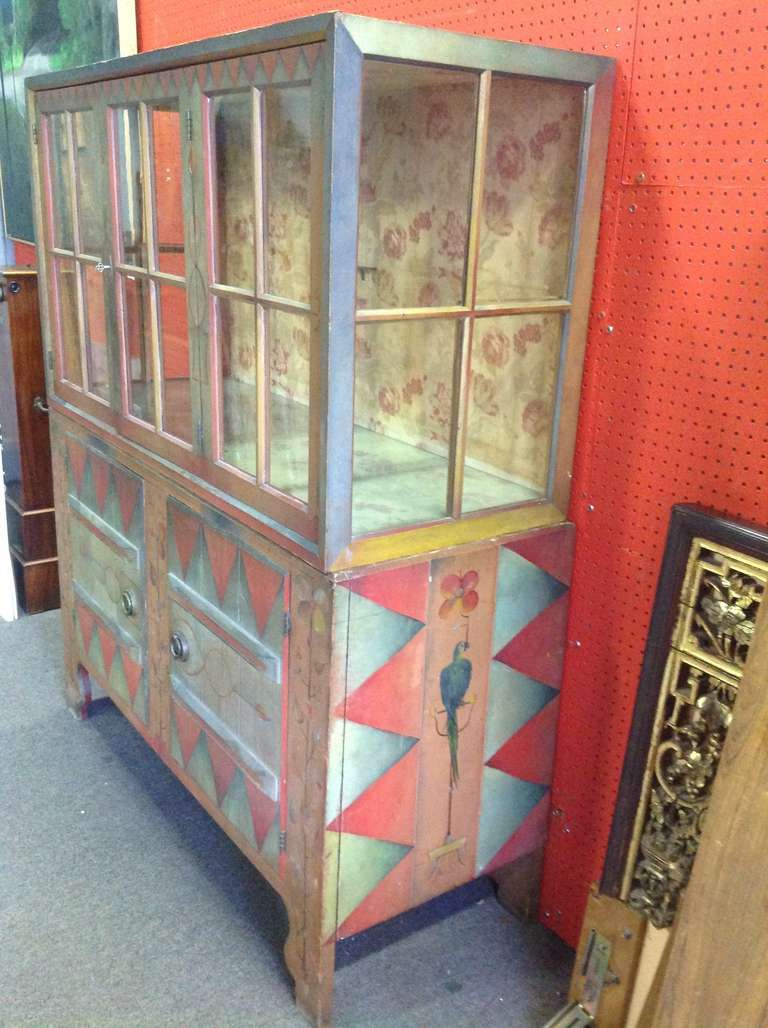 20th Century Continental Paint-Decorated Cupboard Dated 1922 For Sale