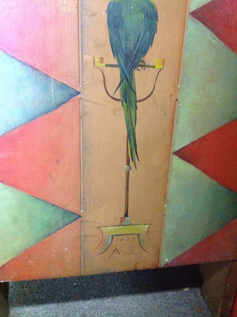 Wood Continental Paint-Decorated Cupboard Dated 1922 For Sale