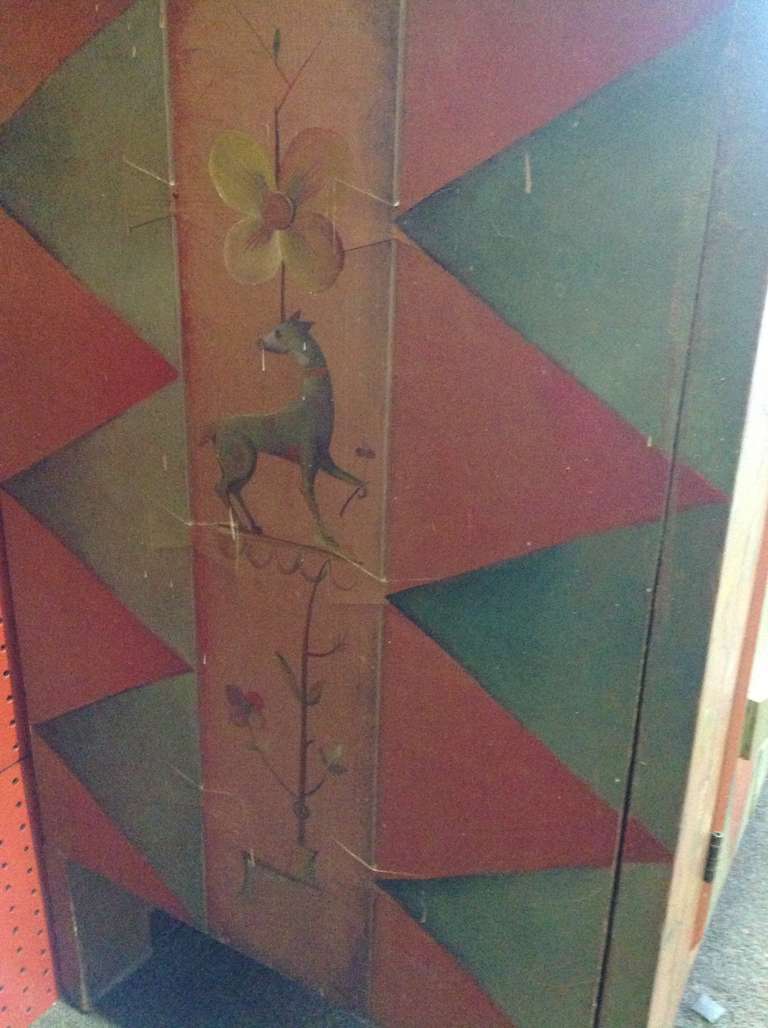 Continental Paint-Decorated Cupboard Dated 1922 For Sale 1