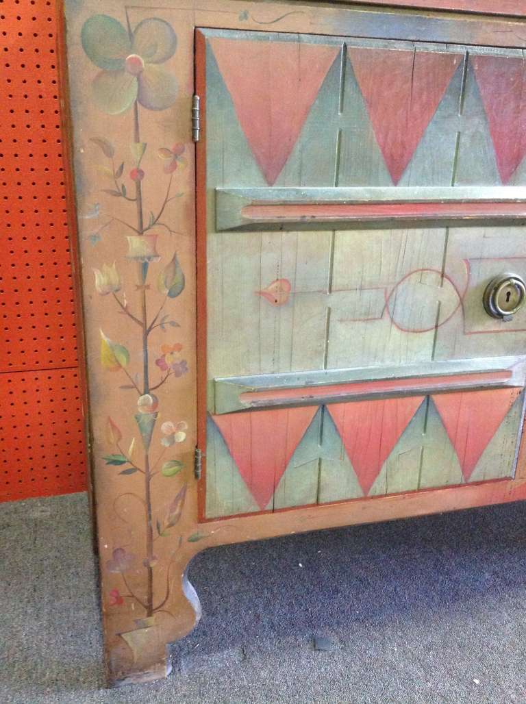 Continental Paint-Decorated Cupboard Dated 1922 For Sale 2