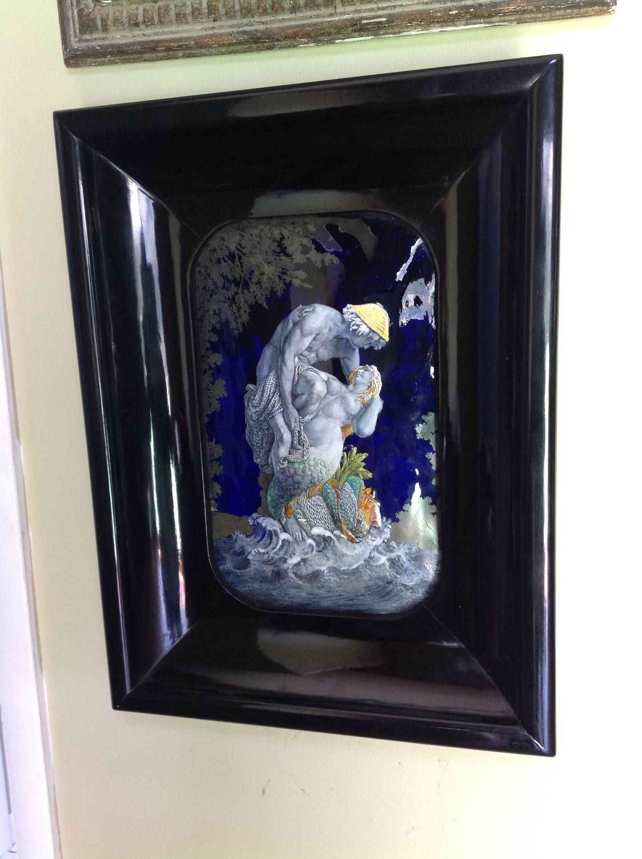 Large and Beautiful German Enamel Plaque signed Otto Lessing