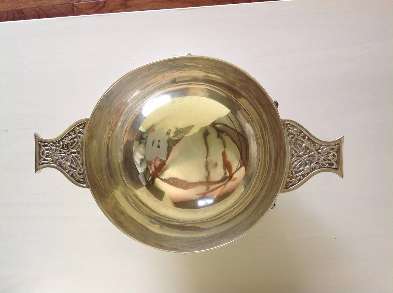 Early 20th Century English Sterling Silver Bowl with Celtic Motif by J. Wakeley and F.C. Wheeler For Sale