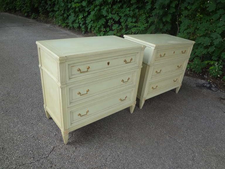 American Pair of Painted Neoclassical Revival Commodes