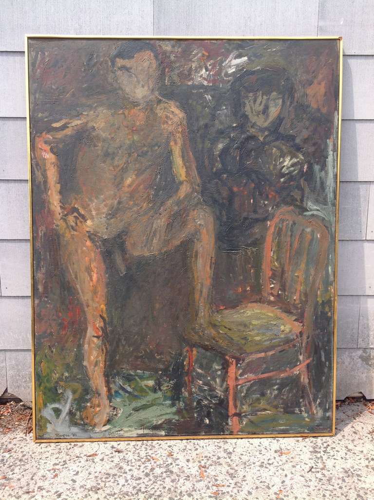Very Large Oil on Canvas by Larry Rivers, Dated 1951