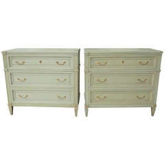 Pair of Painted Neoclassical Revival Commodes