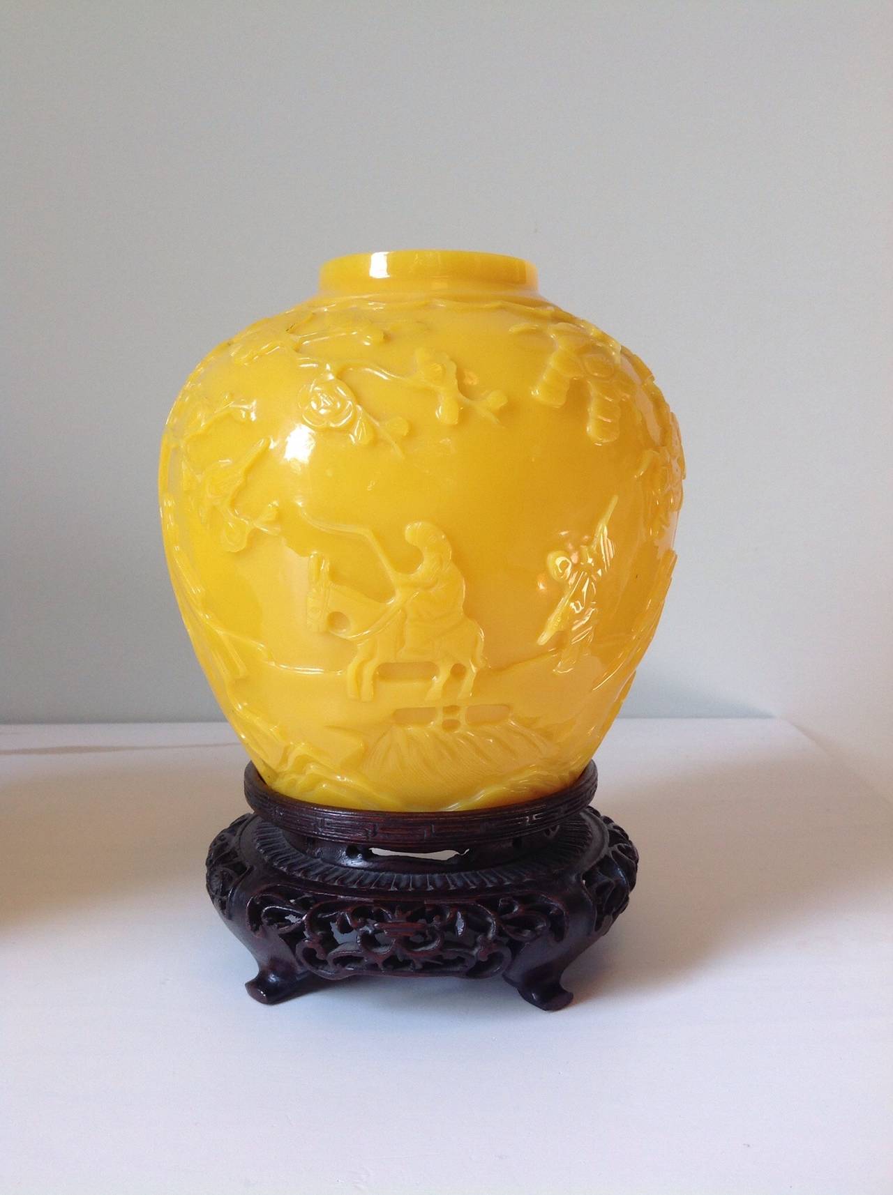 Chinese Rare Set of Yellow Peking Glass For Sale