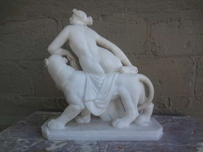 19th Century Alabaster Sculpture of Ariadne and the Panther 1