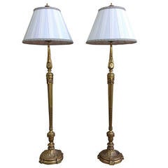 Pair of Gilt Bronze Floor Lamps by E. F. Caldwell