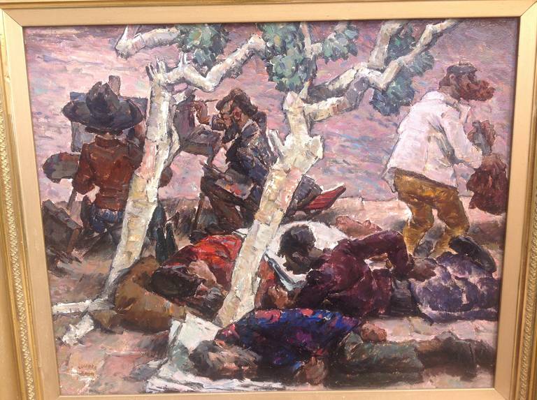 Oil on Canvas of a Paris Scene by Walt Louderback, circa 1925
